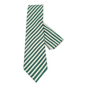 MEN'S ST. PATRICK HUNTER GREEN/WHITE DIAGONAL STRIPE TIE AND POCKET SQUA…